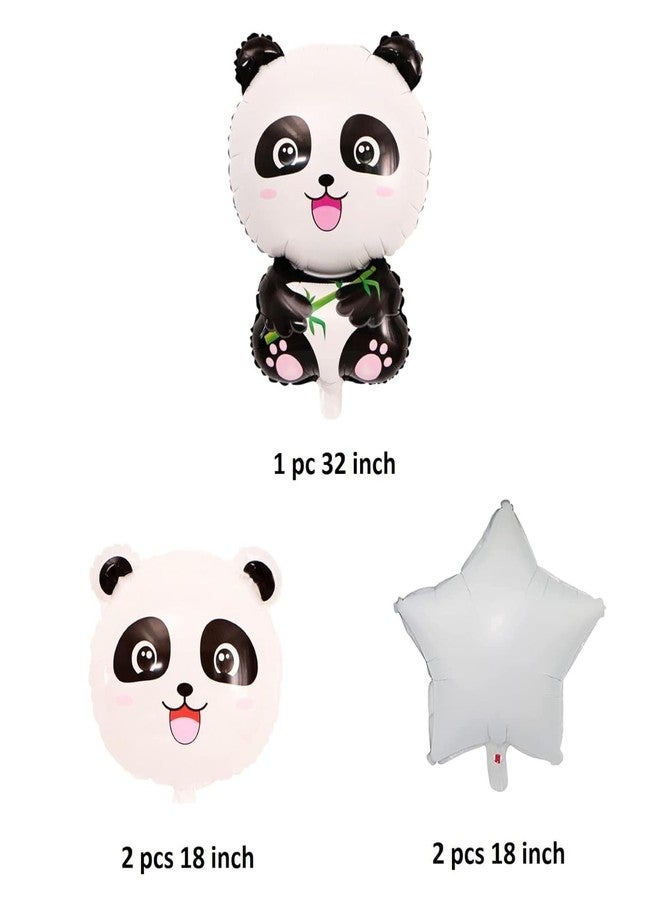 FI - FLICK IN 22 pc Panda Banner & Cutouts - Face Foil Star Panda Foil Balloons Black & White Baby Panda Birthday Party Decoration (Pack of 22, Multicolor) - Image 4